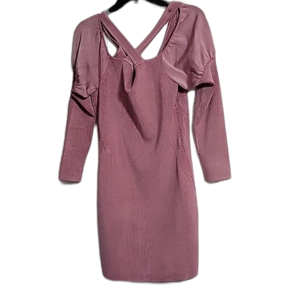 Bebe Dusty Pink Knit Dress Criss Cross Straps XLARGE - Picture 6 of 9